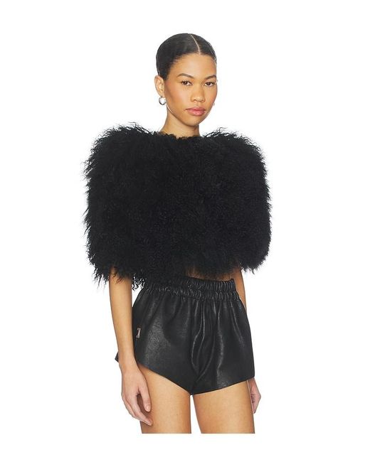 OW Collection Black Nia Fur Top