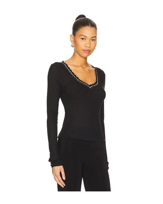 Free People Black Only You Long Sleeve Top