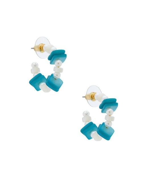 Lele Sadoughi Blue Beach Club Hoop Earrings
