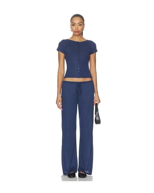 ALL THE WAYS Blue Romee Button Up Tee
