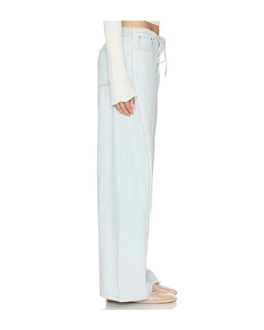DL1961 White Aura Sienna Low Slung Relaxed Wide Leg Jeans