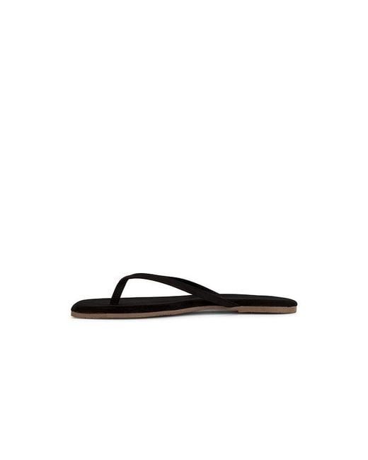 TKEES Black Square Toe Lily Suede Sandal