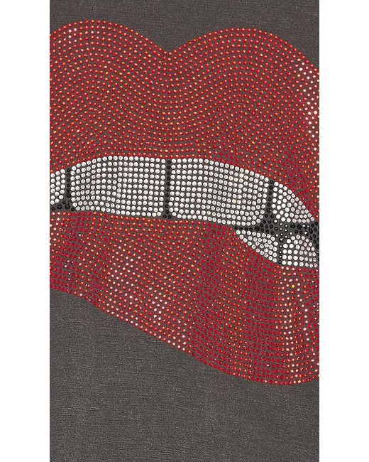 Lauren Moshi Black Delara Crystal Biting Lip Top