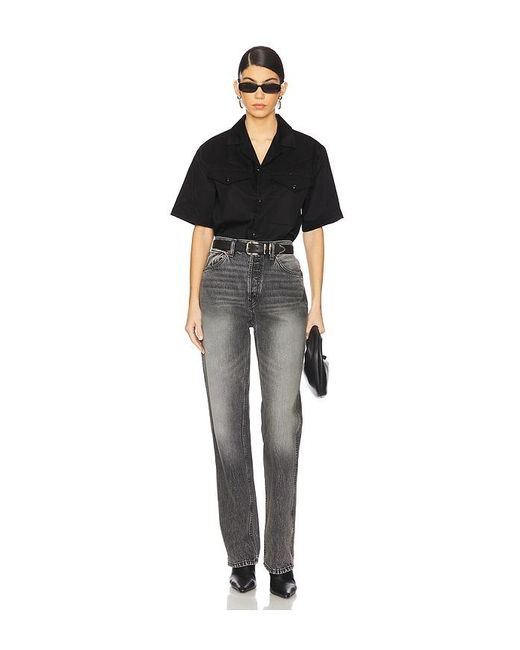 WAO Black Satin Western Short Sleeve Shirt for men