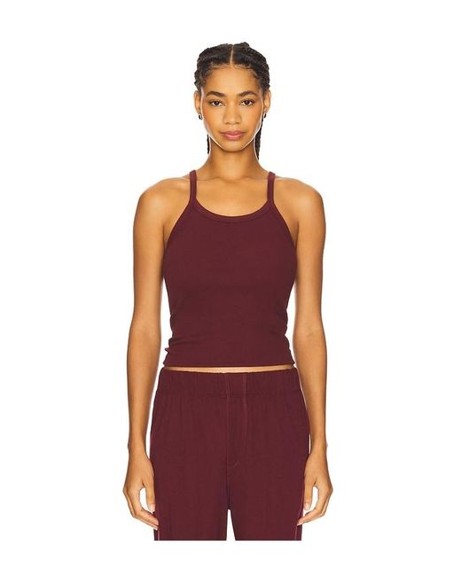ÉTERNE Red Cotton Rib Tank Top