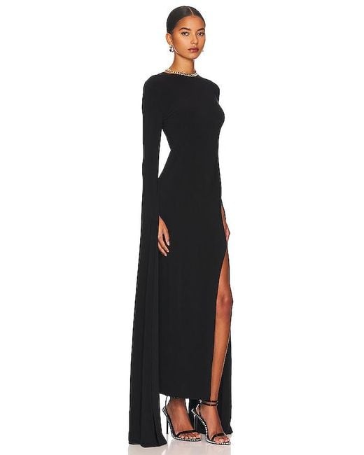 Norma Kamali Black Ribbon Sleeve Gown