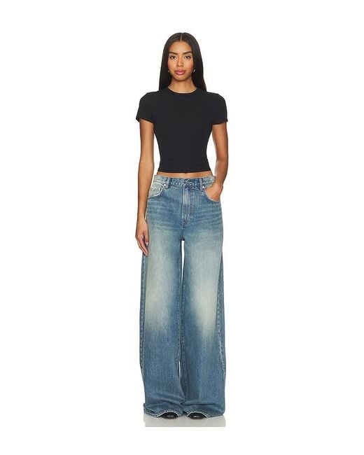 GRLFRND Blue Luna Mid Rise Baggy Wide Leg Jeans