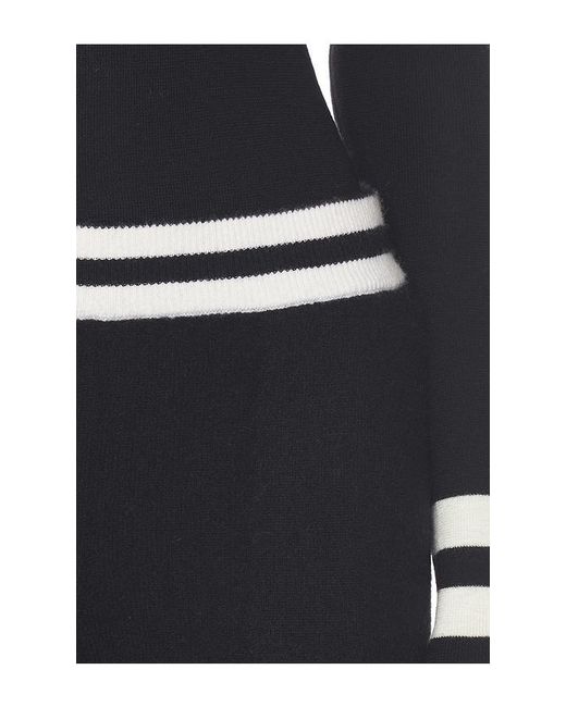 White + Warren Black Cashmere Striped Wide Leg Pant