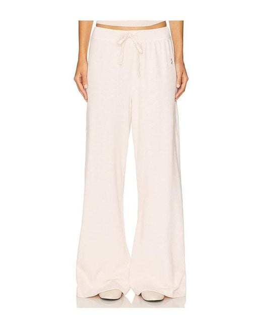 ÉTERNE White Drawstring Lightweight French Terry Wide Leg Sweatpant