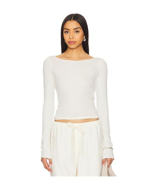Cotton Citizen White Marbella Boat Neck Top