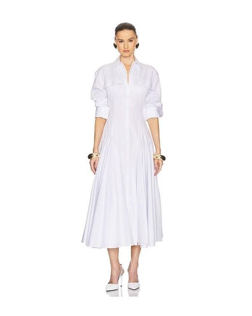 Helsa White Godet Shirt Dress