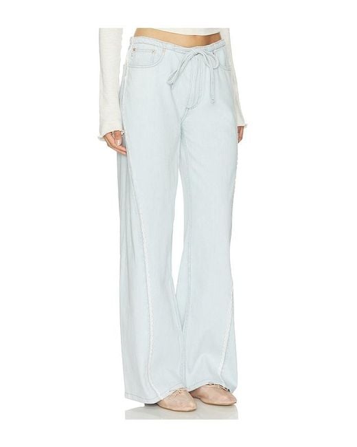 DL1961 White Aura Sienna Low Slung Relaxed Wide Leg Jeans