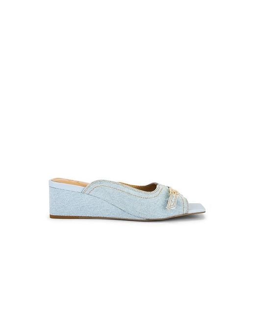 Ganni White Butterfly Wedge Mule Sandal Denim