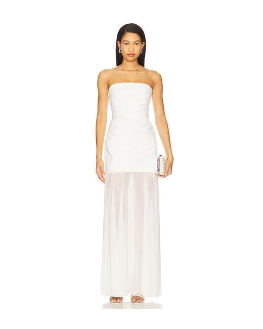 Shona Joy White Lunar Strapless Draped Maxi Dress