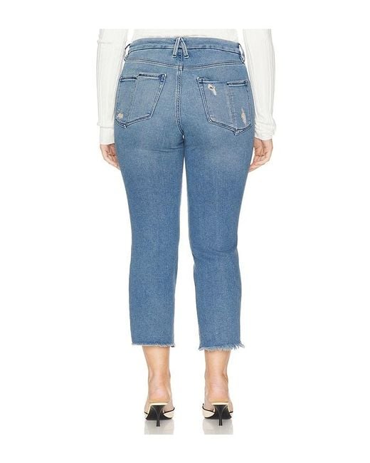 GOOD AMERICAN Blue Good Petite Straight Split Pockets Jeans