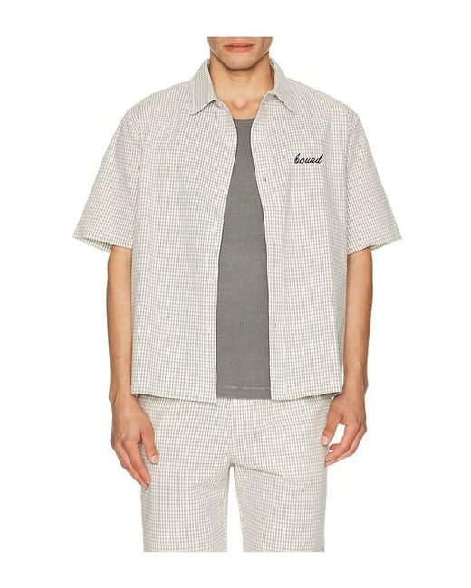 BOUND Gray Gingham Cropped Shirt for men