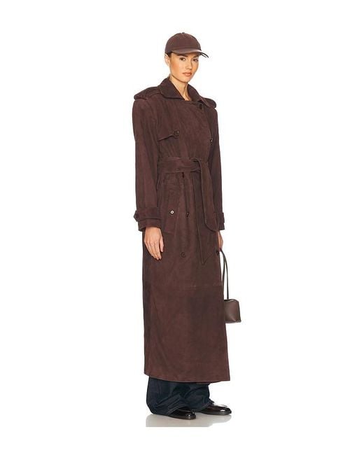 Helsa Black Suede Trench Coat