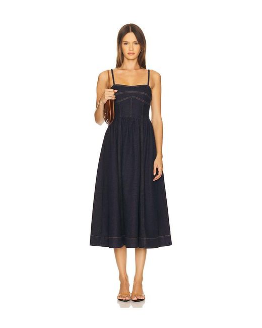 Susana Monaco Blue Denim Corset Midi Dress