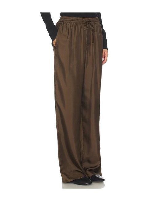 Pantalones De Seda De Pierna Ancha En Color Verde Oliva Talla (También En 34, 38, 40) Rohe de color Brown