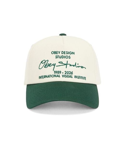 Obey Green Design Studio 5 Panel Strapback Hat for men
