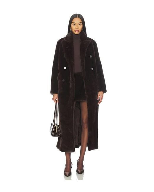 Susanna Chow Black Yvonne Faux Fur Coat