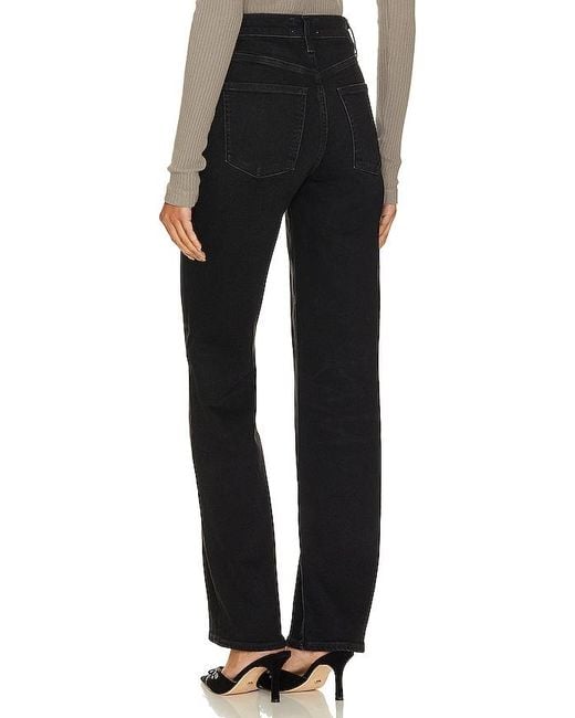 Agolde Black Harper Mid Rise Wide Straight Jeans