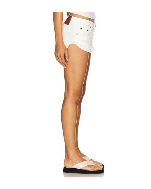 One Teaspoon White Dukes Low Waist Mini Denim Short