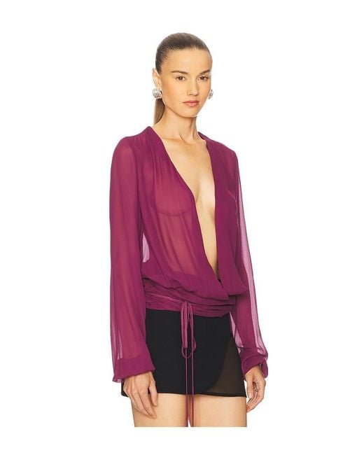 The Attico Pink Deep V Blouse