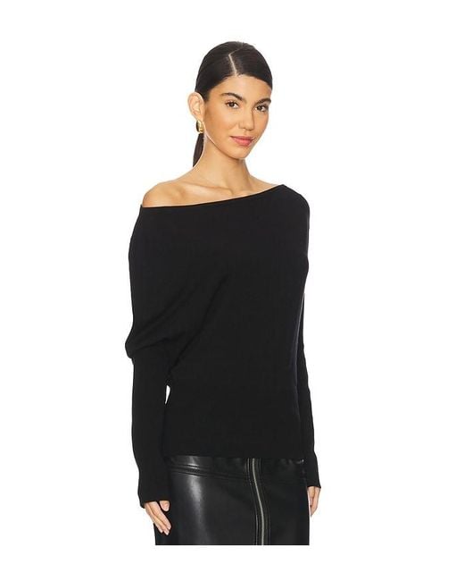 Jonathan Simkhai Black Wool Tencel Off-Shoulder Sweater