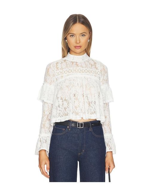 Free People White Lilabeth Lace Top
