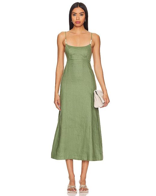 Faithfull The Brand Green Regina Midi Dress