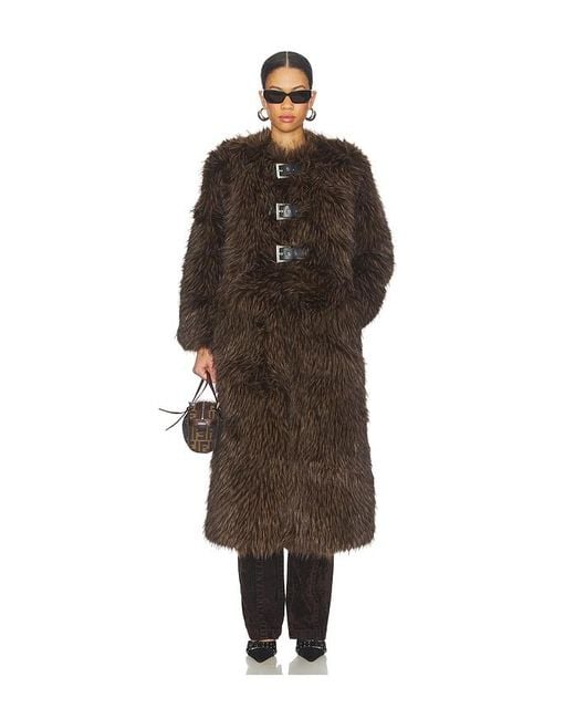 Apparis Black Nolwen Fox Maxi Coat
