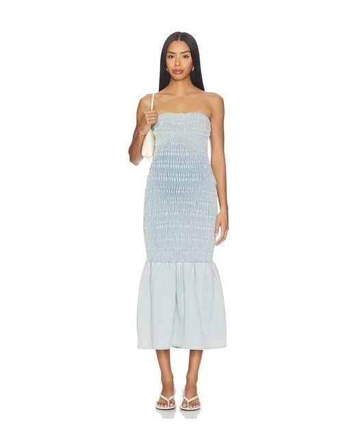 BUMPSUIT White Denim Smocked Dress
