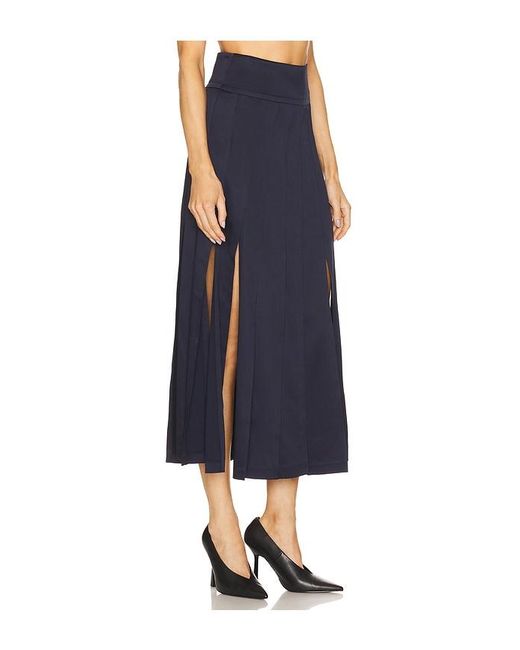 Monse Blue Panel Fringe Skirt
