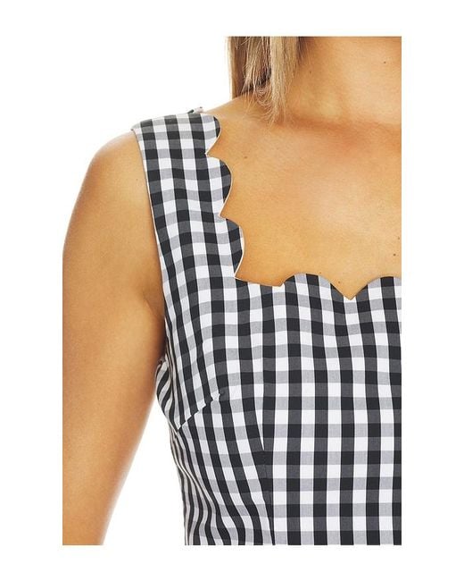 MILLY White Mia Gingham Top
