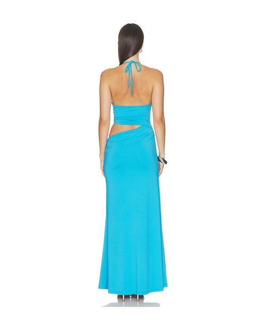 Runaway the Label Blue Lumia Halter Cutout Maxi Dress