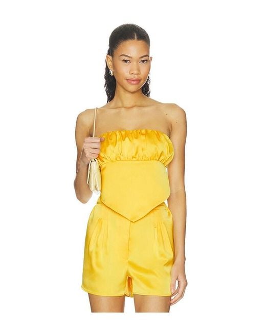Susana Monaco Yellow Satin Scarf Tube Top