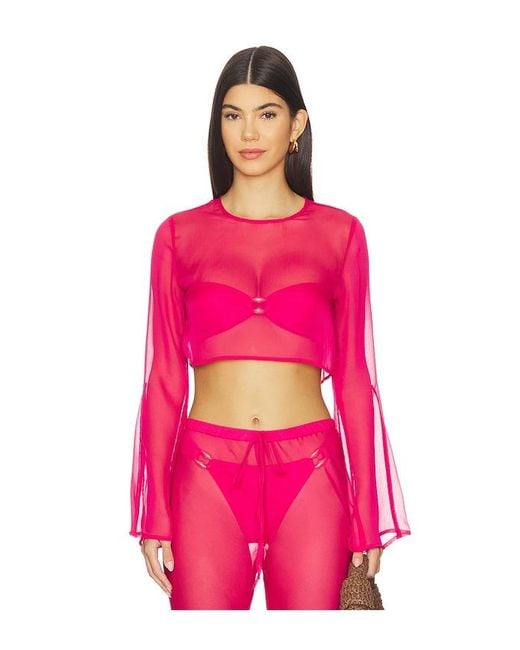 Shani Shemer Pink Phoenix Crop Top