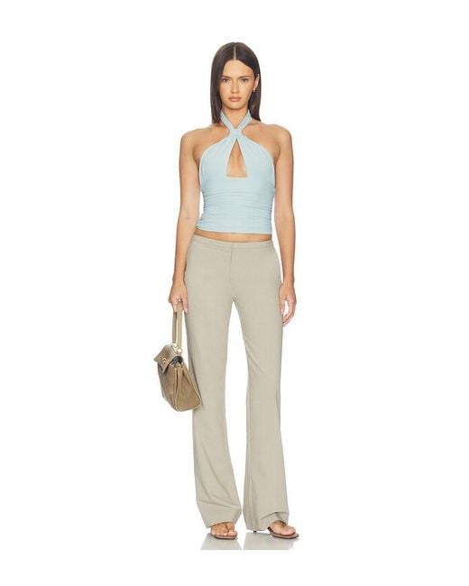 Mimchik Blue Piper Knotted Halter Top
