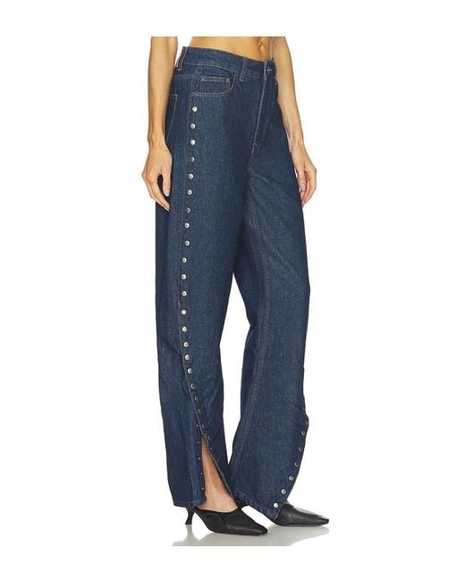 ROTATE BIRGER CHRISTENSEN Blue Buttoned Wide Leg