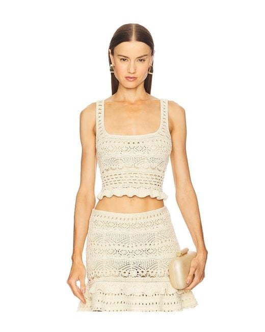 retroféte Natural Damira Crochet Top