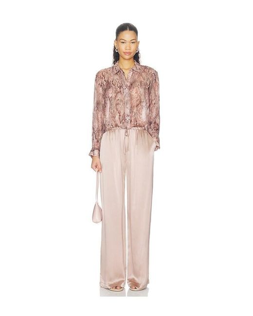L'Agence Pink 'Agence Cosette Crop Hi Low Shirt