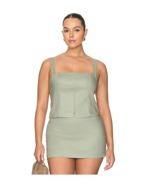 GOOD AMERICAN Green The Linen Corset Top