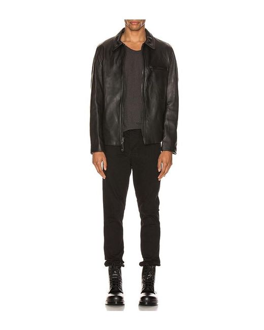 Schott Nyc Black Collar Lamb Leather Jacket for men
