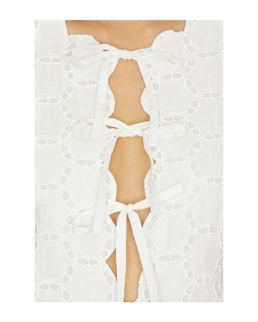Simon Miller White Delilah Eyelet Tie Top