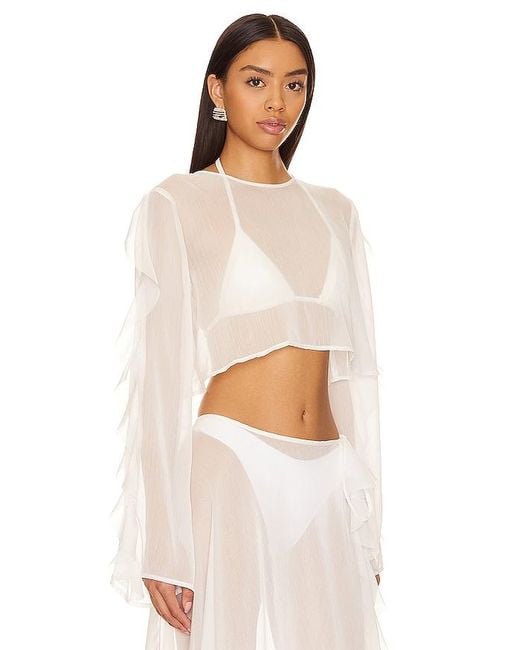 Shani Shemer White Thoma Cropped Shirt