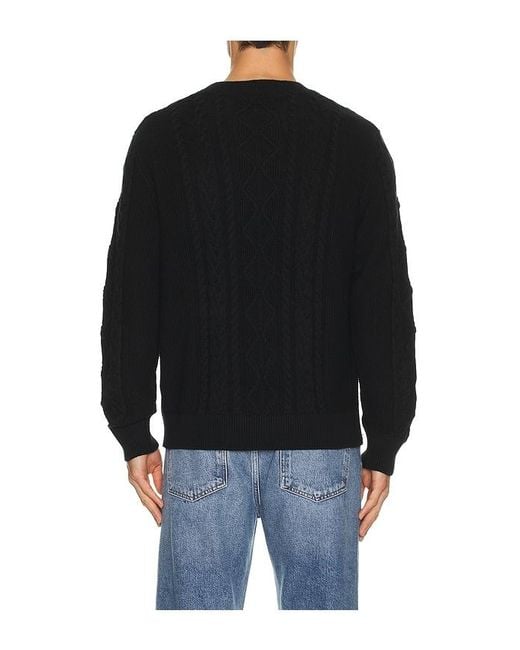 Asher Black Andre Cable Knit Sweater for men