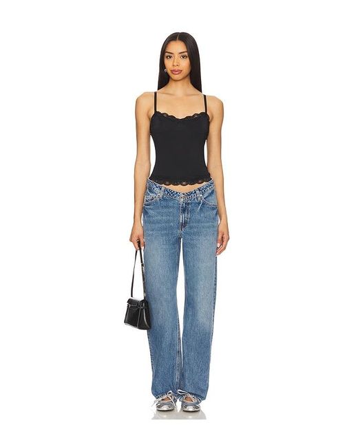 Lovers + Friends Blue V Front Curve Jeans