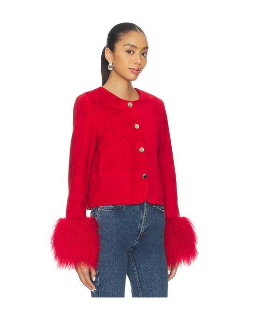 Susanna Chow Red Frida Suede Jacket