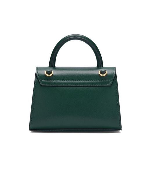 DeMellier Structured Leather Montreal Top-Handle Bag in Green
